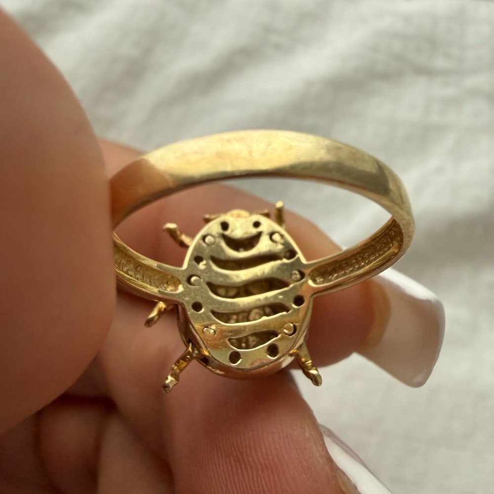 14k Solid Gold Ladybug Ring - image 4